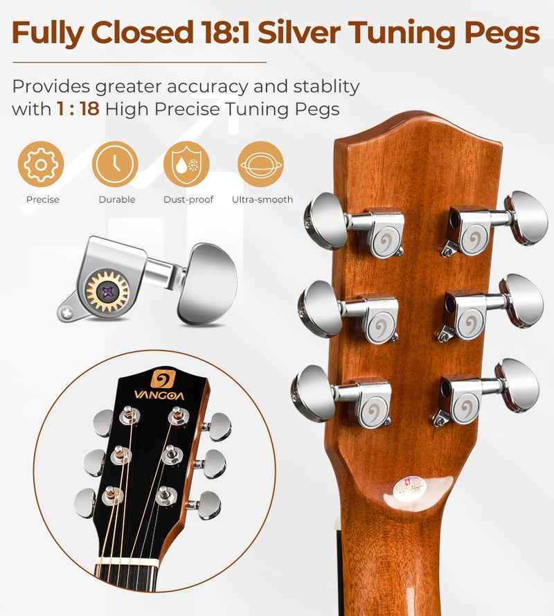 Vangoa Electric Acoustic Guitar 3/4 Size - 36 Inch Acoustic Electric Guitar Cutaway Acustica Guitarra Bundle for Beginners and Students, Spruce Top, Guitarra Electro Acustica by Vangoa - Image 3